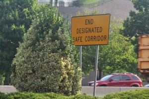 End Designated Safe Corridor road construction sign